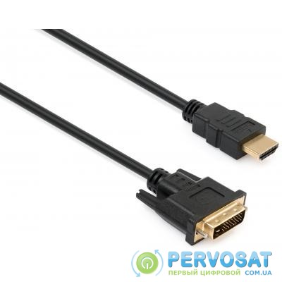 Кабель мультимедийный HDMI to DVI 24+1pin, 1.8m Vinga (VCPHDMI2DVIMM1.8BK)