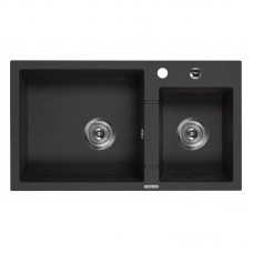 Мийка кухонна Deante Piva, граніт, прямокут., без крила, 780x440x194мм, чаша - 2, врізна, графіт Мийка кухонна Deante Piva, граніт, прямокут., без крила, 780x440x194мм, чаша - 2, врізна, графіт
