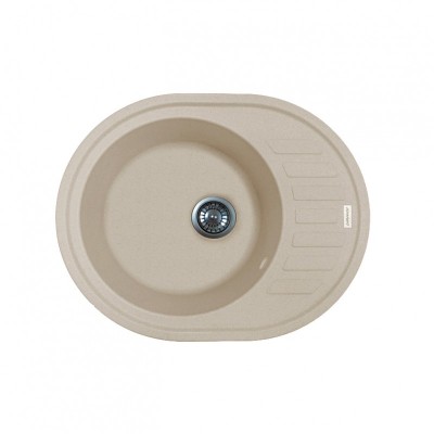 Мийка кухонна Adamant Ovum, штучний камінь, овальна, з крилом, 615х495х200мм, чаша - 1, врізна, Avena