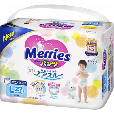 Подгузник Merries трусики для детей размер L 9-14 кг 27 шт (584753)
