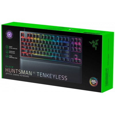 Клавіатура механічна Razer Huntsman V2 TKL 87key, Purple Switch, USB-A, EN/RU, RGB, чорний