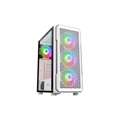 Корпус 2E Gaming Hexagon G338W, без БЖ, 2xUSB 3.0, 1xUSB Type-C, 1x120mm, 3x120mm ARGB, TG Side Panel, ATX, білий