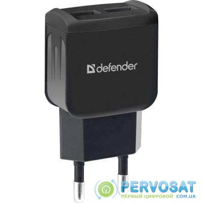 Зарядное устройство Defender UPA-22 black, 2xUSB, 2.1A (83579)