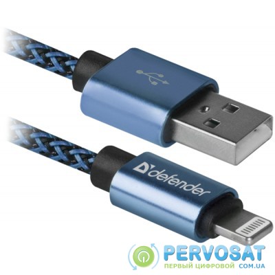 Дата кабель USB 2.0 AM to Lightning 1.0m ACH01-03T 2.1A blue Defender (87811)