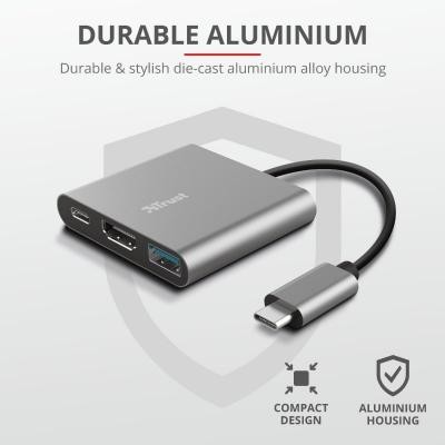 Концентратор Trust Dalyx 3-in-1 Multiport USB-C Adapter ALUMINIUM (23772_TRUST)