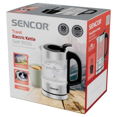 Електрочайник Sencor 0.5л, Strix, пластик, в комплекті 2 склянки + 2 ложки, скло, нерж. сталь Електрочайник Sencor 0.5л, Strix, пластик, в комплекті 2 склянки + 2 ложки, скло, нерж. сталь
