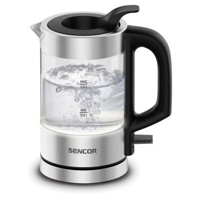 Електрочайник Sencor 0.5л, Strix, пластик, в комплекті 2 склянки + 2 ложки, скло, нерж. сталь Електрочайник Sencor 0.5л, Strix, пластик, в комплекті 2 склянки + 2 ложки, скло, нерж. сталь