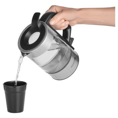 Електрочайник Sencor 0.5л, Strix, пластик, в комплекті 2 склянки + 2 ложки, скло, нерж. сталь Електрочайник Sencor 0.5л, Strix, пластик, в комплекті 2 склянки + 2 ложки, скло, нерж. сталь