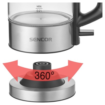 Електрочайник Sencor 0.5л, Strix, пластик, в комплекті 2 склянки + 2 ложки, скло, нерж. сталь Електрочайник Sencor 0.5л, Strix, пластик, в комплекті 2 склянки + 2 ложки, скло, нерж. сталь