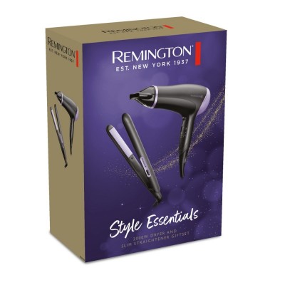 Фен+випрямляч Remington Style Essentials, 2000Вт, 3 режими, фен D3010 и випрямляч S1450, фіолетово-чорний