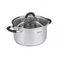 Каструля Ardesto Gemini Salerno, скляна кришка, 4.7 л, сірі ручки з силіконом, нержавіюча сталь Каструля Ardesto Gemini Salerno, скляна кришка, 4.7 л, сірі ручки з силіконом, нержавіюча сталь