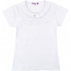 Футболка дитяча Matilda з коротким рукавом і мереживною оборкою (7134-128G-white) Футболка дитяча Matilda з коротким рукавом і мереживною оборкою (7134-128G-white)