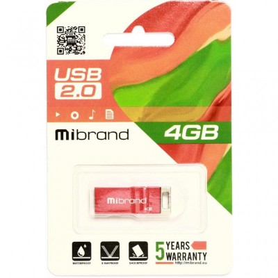 USB флеш накопитель Mibrand 4GB Сhameleon Red USB 2.0 (MI2.0/CH4U6R)