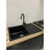 Набір кухонний Adamant Horizon, штучний камінь, прямокут., з крилом, 780х495х230мм, чаша - 1, врізна, чорний + змішувач та дозатор