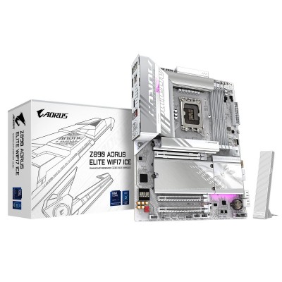 Материнська плата GIGABYTE Z89 AORUS ELITE WF7 ICE s1851 Z890 4xDDR5 M.2 HDMI DP Wi-Fi BT ATX білий