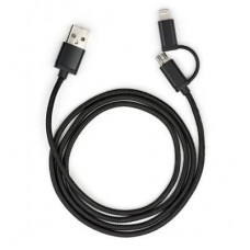 Дата кабель USB 2.0 AM to Micro 5P + Lightning 1m black Vinga (VCPDCLM1BK) Дата кабель USB 2.0 AM to Micro 5P + Lightning 1m black Vinga (VCPDCLM1BK)