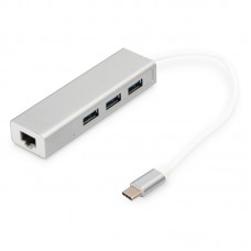 Концентратор DIGITUS DIGITUS USB-C - USB 3.0 3 Port Hub + Gigabit Ethernet Концентратор DIGITUS DIGITUS USB-C - USB 3.0 3 Port Hub + Gigabit Ethernet