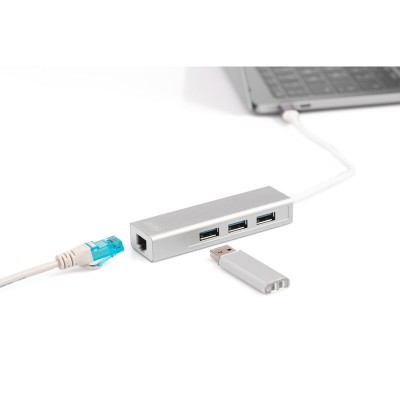 Концентратор DIGITUS DIGITUS USB-C - USB 3.0 3 Port Hub + Gigabit Ethernet