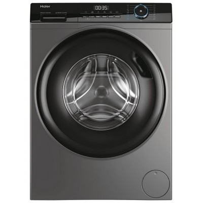 Пральна машина Haier фронтальна, 8кг, 1400, A+++, 56см, дисплей, пара, інвертор, люк чорний, прямий привід, cріблястий