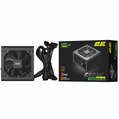 Блок живлення 2E GAMING Solid Power (650W), &gt;85%, 80+ Bronze, 120мм, 1xMB 24pin(20+4), 2xCPU 8pin(4+4), 3xMolex, 6xSATA, 4xPCIe 8pin(6+2), Semi Modular