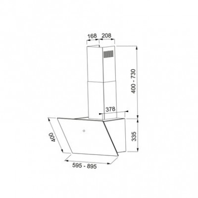 Витяжка Faber похила, 60см, 1160м.куб/год,  VRT BK A60 2LS, чорний