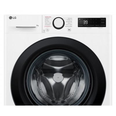 Пральна машина LG фронтальна, 9кг, 1200, A, 48см, дисплей, пара, інвертор, білий