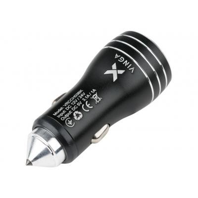 Зарядное устройство Vinga Dual USB Car Charger aluminium black (VRCCH03BK)