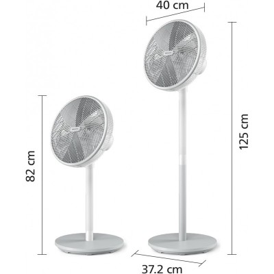 Вентилятор Philips підлоговий Series 2000, 40см, 48Вт, таймер, поворот 180, білий