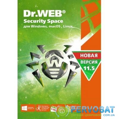 Антивирус Dr. Web Security Space, 2 ПК 1 год карт. конверт (KHW-B-12M-2-A3)