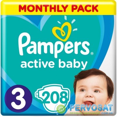 Подгузник Pampers Active Baby Midi Размер 3 (6-10 кг), 208 шт. (8001090910745)