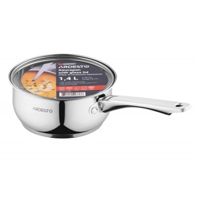 Ківш зі скляною кришкою Ardesto Gemini Gourmet Spoleto, 1.4л, нержавіюча сталь
