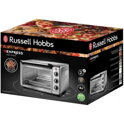 Піч електрична Russell Hobbs Air Fry Mini Oven, 12.6л, 1500Вт, механіч., гриль, конвенція, сіра