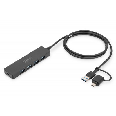Хаб DIGITUS USB-A/C > 4хUSB-А, 1,2 м, активний (опція)