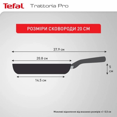 Сковорода Tefal Trattoria Pro, 20см, алюміній, чорний