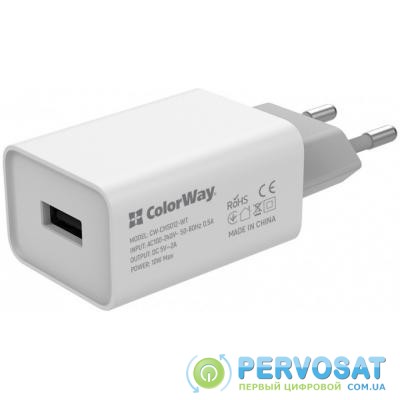 Зарядное устройство ColorWay 1USB AUTO ID 2A (10W) (CW-CHS012-WT)