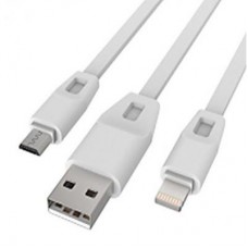 Дата кабель USB 2.0 - Micro USB/Lightning 2А (DR-1622) (White) 1,0м Drobak (219092) Дата кабель USB 2.0 - Micro USB/Lightning 2А (DR-1622) (White) 1,0м Drobak (219092)