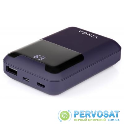 Батарея универсальная Vinga 10000 mAh Display soft touch purple (BTPB0310LEDROP)
