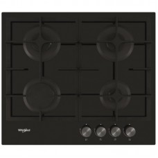 Варильна поверхня Whirlpool газова на склі, 60см, чавун, турбо-конфорка, чорний