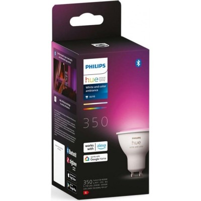 Лампа розумна Philips Hue GU10, 5.7W(50Вт), 2000K-6500K, RGB, ZigBee, Bluetooth, димування