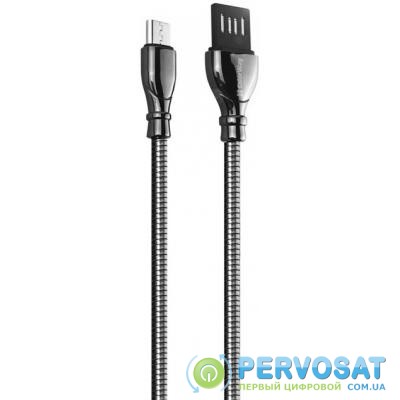 Дата кабель USB 2.0 AM to Micro 5P 1.0m metal spring black ColorWay (CW-CBUM014-BK)