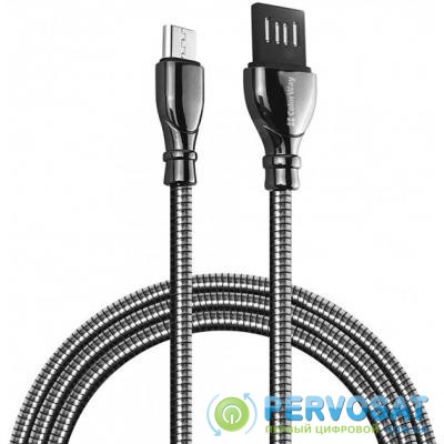 Дата кабель USB 2.0 AM to Micro 5P 1.0m metal spring black ColorWay (CW-CBUM014-BK)