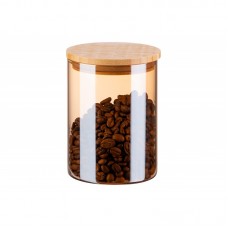 Банка для зберігання Ardesto Golden Moon, кругла, 540 мл, скло, бамбук Банка для зберігання Ardesto Golden Moon, кругла, 540 мл, скло, бамбук