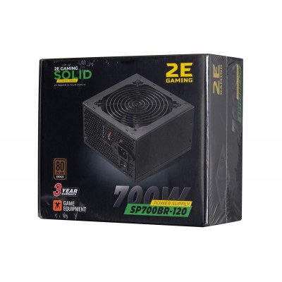 Блок живлення 2E GAMING SOLID POWER (700W), &gt;85%, 80+ Bronze, 120mm, 1xMB 24pin(20+4), 1xCPU 8pin(4+4), 3xMolex, 6xSATA, 4xPCIe 8pin(6+2)