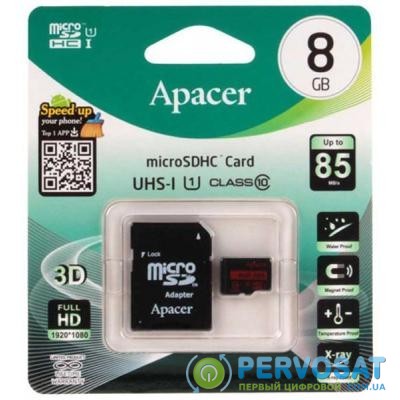 Карта памяти Apacer 8GB microSDHC Class10 UHS-I (AP8GMCSH10U5-R)