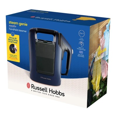 Відпарювач Russell Hobbs Genie Maestro, 1700Вт, 750мл, паровий удар -20гр, верт. відпарювання, керам. підошва, синій Відпарювач Russell Hobbs Genie Maestro, 1700Вт, 750мл, паровий удар -20гр, верт. відпарювання, керам. підошва, синій