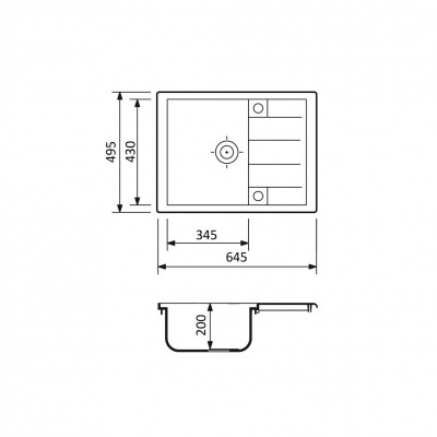 Мийка кухонна Adamant Anila, штучний камінь, прямокут., з крилом, 645х495х200мм, чаша - 1, врізна, сірий Мийка кухонна Adamant Anila, штучний камінь, прямокут., з крилом, 645х495х200мм, чаша - 1, врізна, сірий