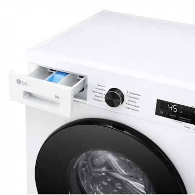 Пральна машина LG фронтальна, 9кг, 1400, A, 55см, дисплей, пара, інвертор, білий