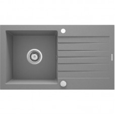 Мийка кухонна Deante Zorba, граніт, прямокутник, з крилом, 760х440х160мм, чаша - 1, накладна, металічний сірий Мийка кухонна Deante Zorba, граніт, прямокутник, з крилом, 760х440х160мм, чаша - 1, накладна, металічний сірий