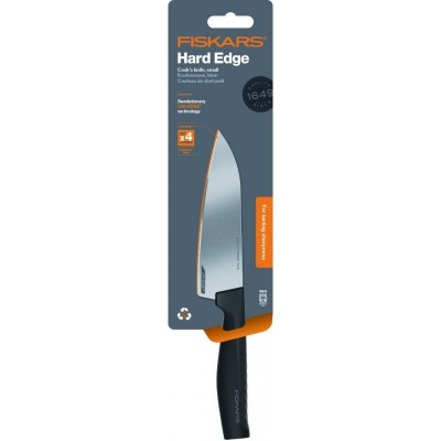 Кухонний ніж кухарський Fiskars Hard Edge, малий, 13.5см, нержавіюча сталь, пластик, чорний