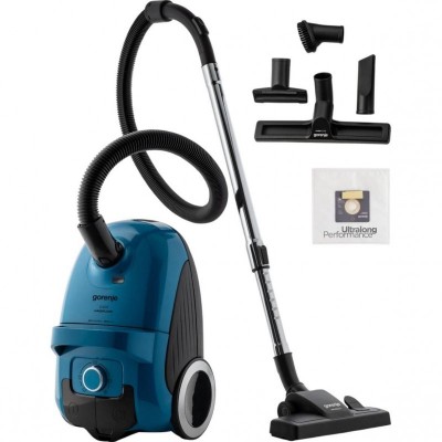 Пилосос Gorenje мішковий, 750Вт, конт пил -3л, HEPA, телескоп трубка, синій